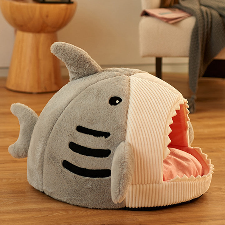 Cozy Shark Hideout House for Cats