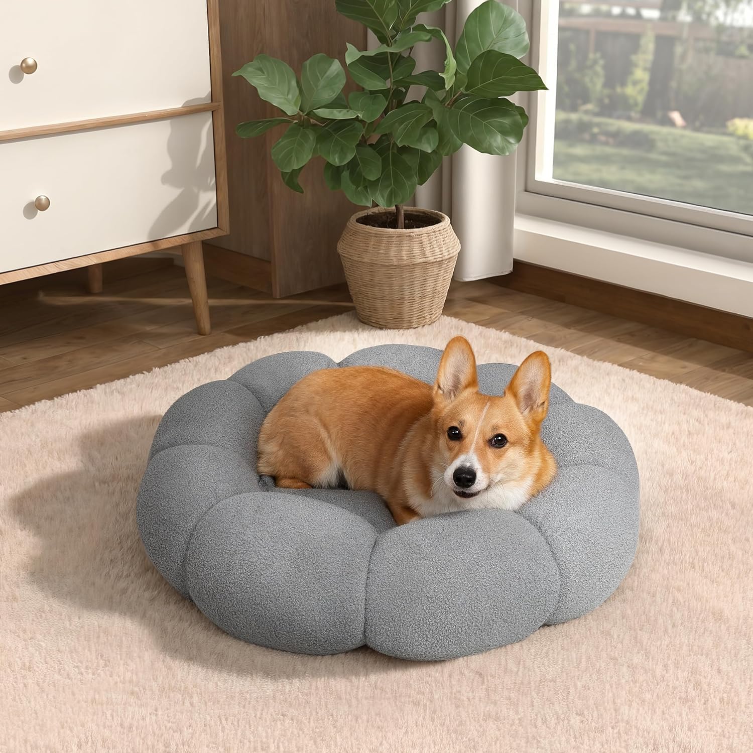 Fluffy Flower Donut Calming Bed for Cats & Dogs