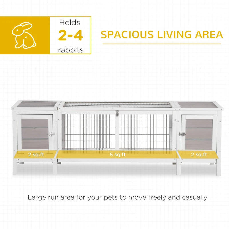 Indoor Rabbit Hutch with Divider & Pull-Out Tray — White