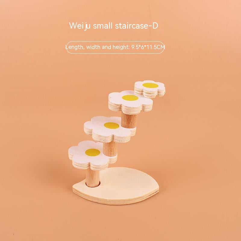 Wooden 2-Story Platform & Stairs for Hamster Cages
