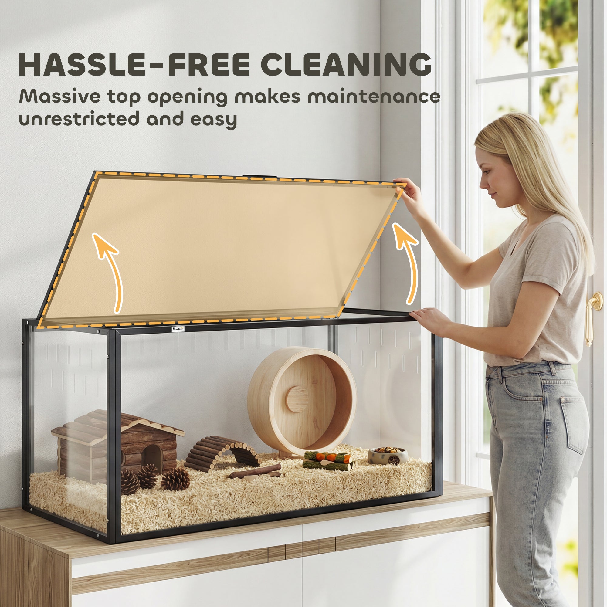 Large Acrylic Hamster Cage — Chewproof with Openable Top