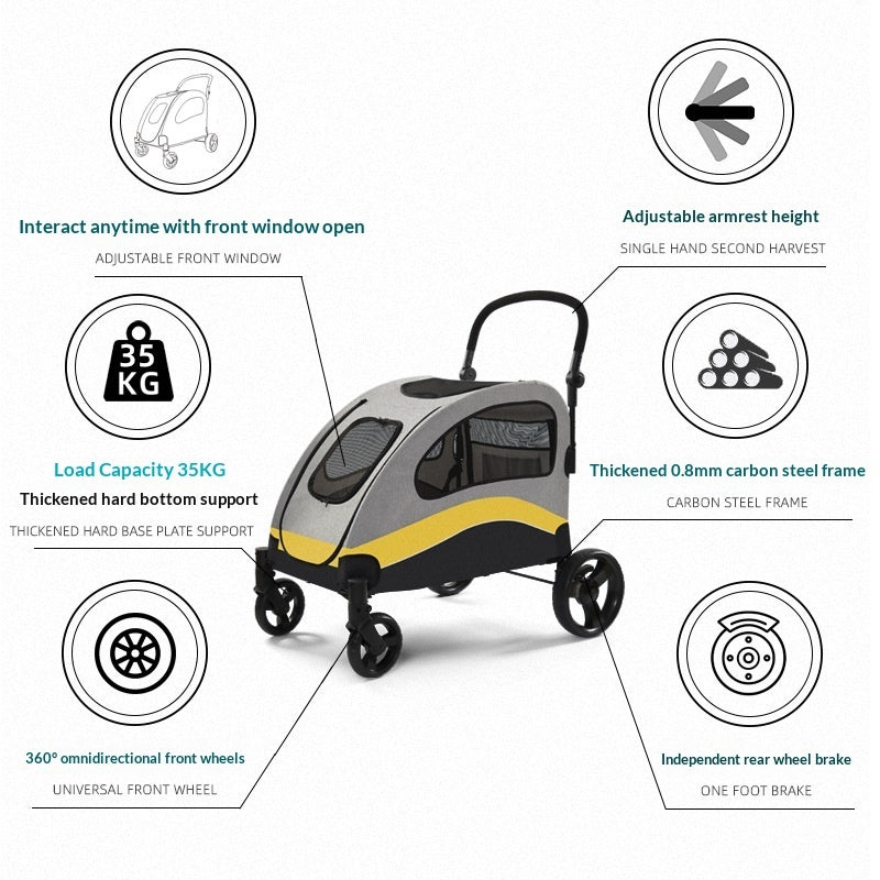 Lightweight Foldable Pet Stroller for Cats & Medium Dogs