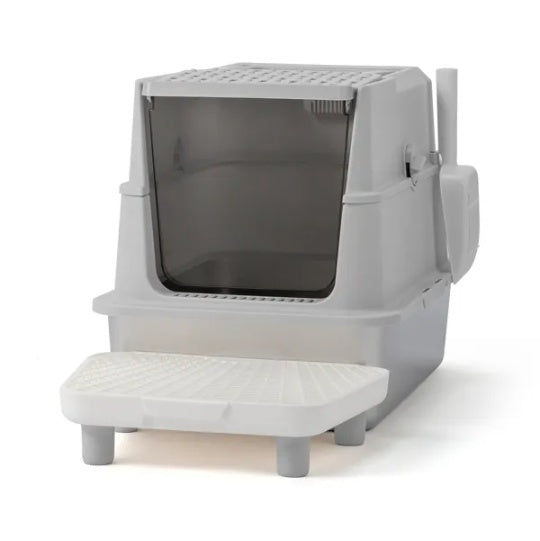 Extra Large Covered Stainless Steel Cat Litter Box with Scoop