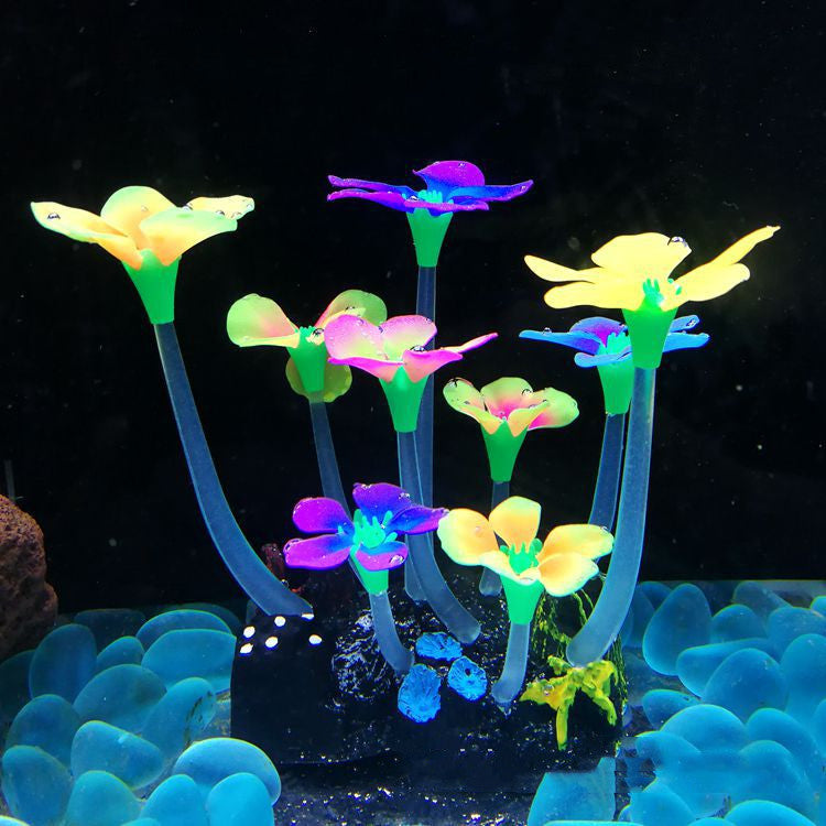 Aquarium Products Rockery Ornaments Luminous Simulation Water Plants