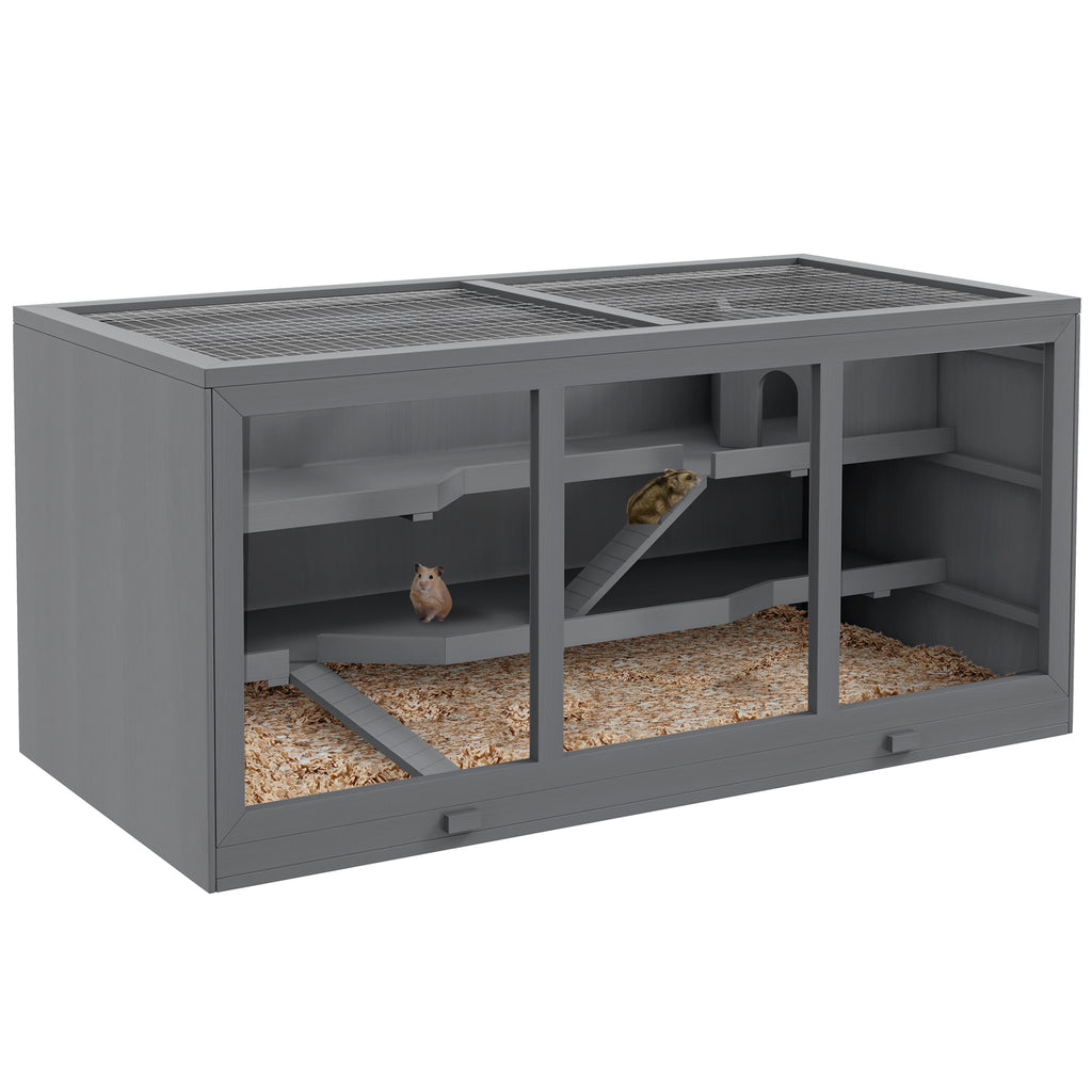 Oversized Wooden Hamster & Gerbil Habitat with Open Roof