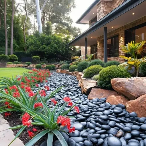 38lbs Black River Rocks, 2-3 Inch Polished Pebbles. Ideal For Plant Decoration, Vase Filling, Aquarium Landscaping, And Various Indoor And Outdoor Decorative Applications.