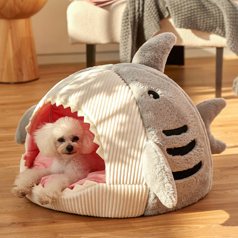 Cozy Shark Hideout House for Cats
