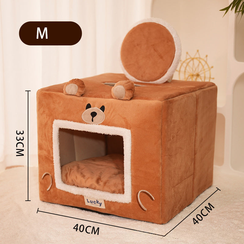 Self-Warming Cat Cave Tent Bed — Indoor Pet Shelter