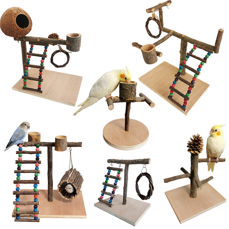 Solid Wood Parrot Training Stand — Multiple Styles