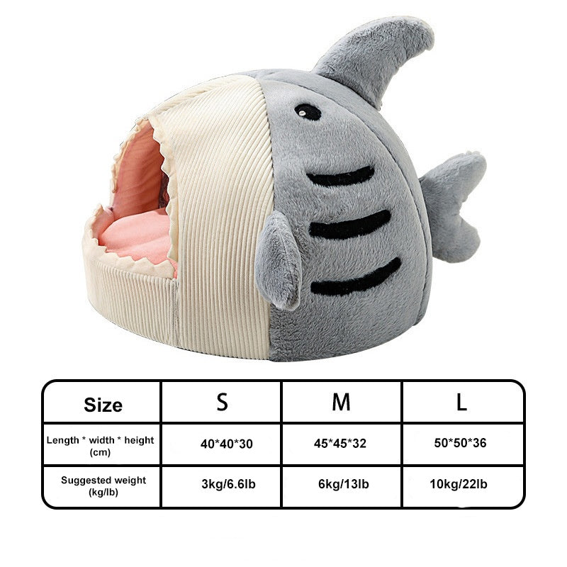Cozy Shark Hideout House for Cats