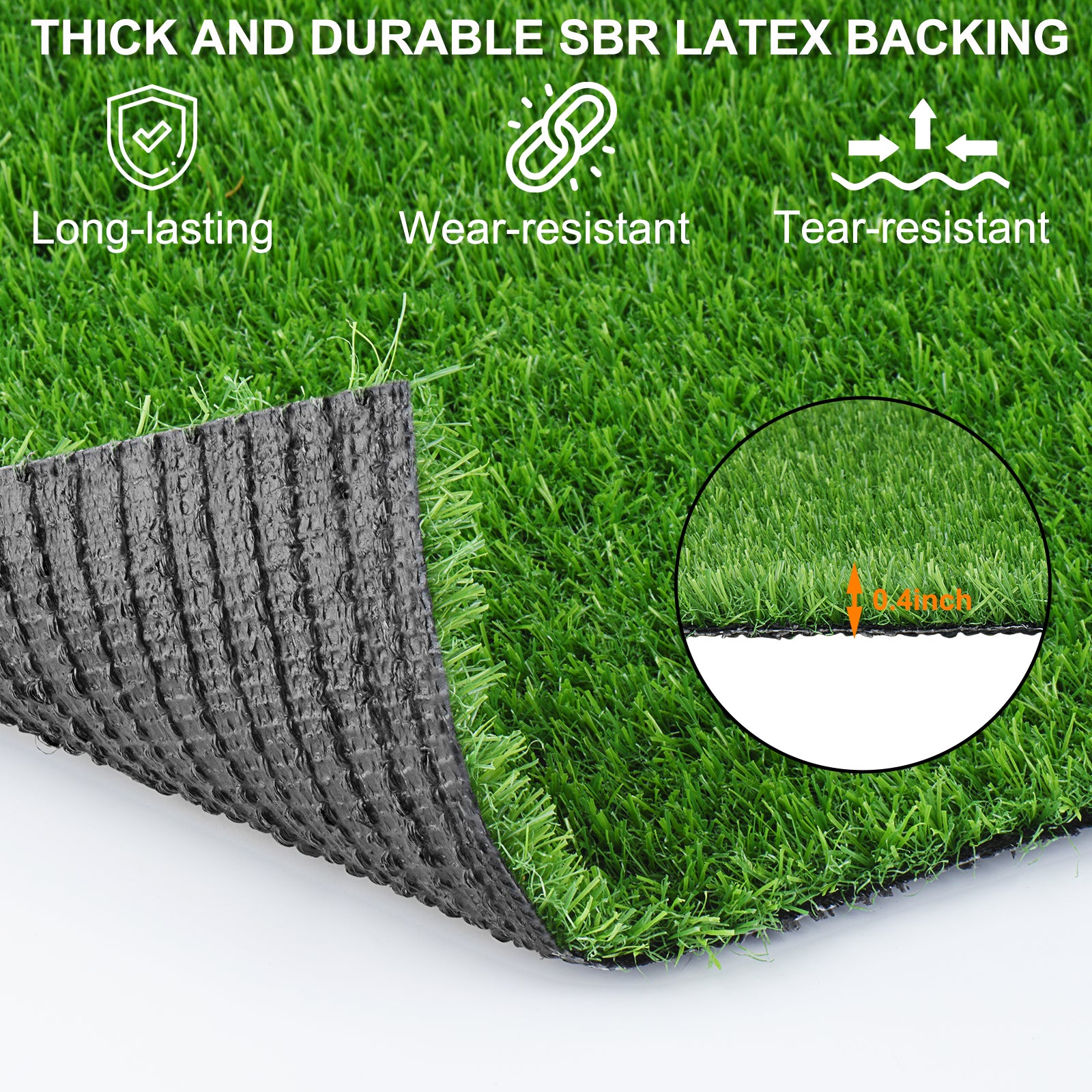 5FTX10FT Outdoor Artificial Grass Runner Rug, Thick Realistic Fake Grass Roll Decor Patio Balcony Garden Lawn, Dog Pets Turf Drain Mat, 0.78 Pile Height