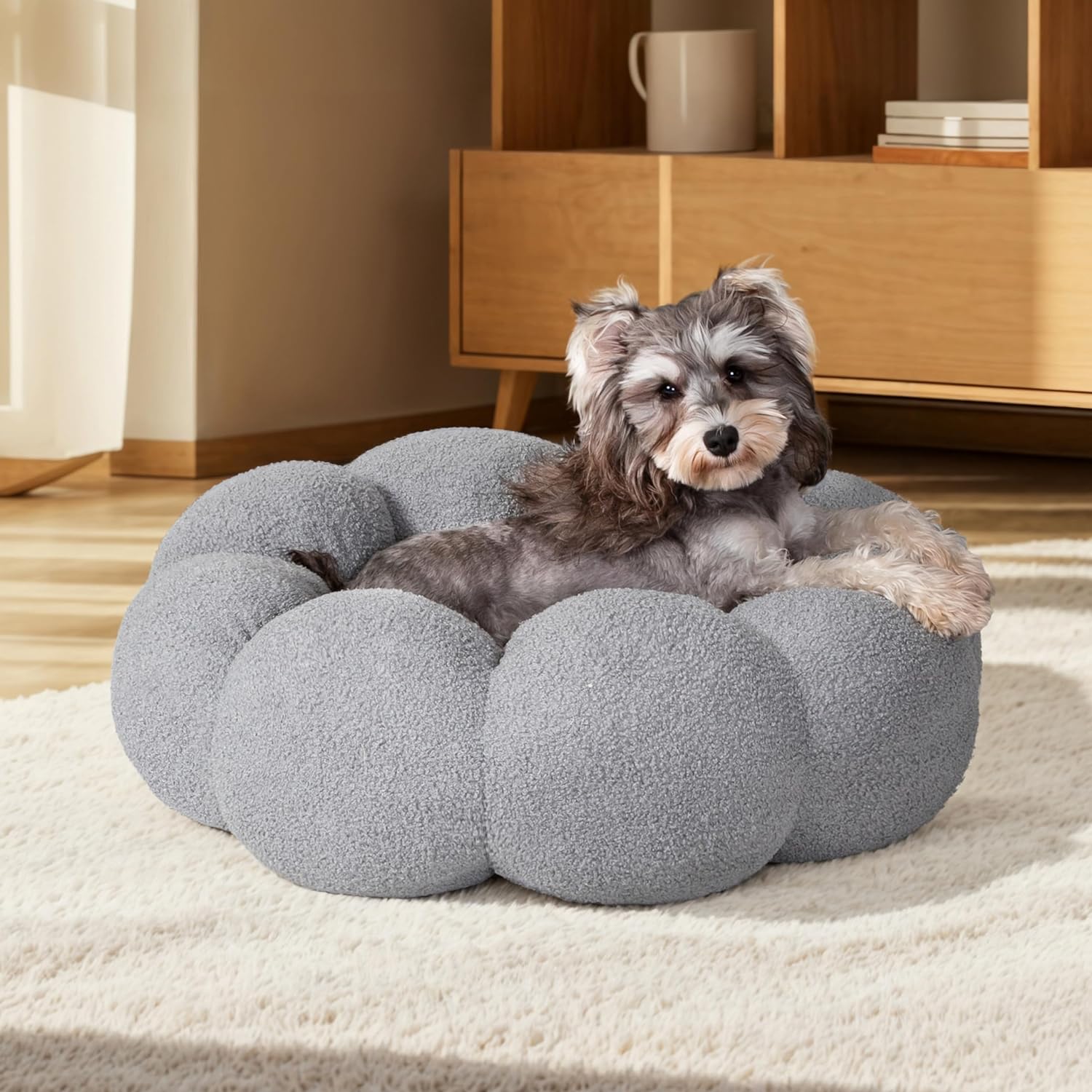 Fluffy Flower Donut Calming Bed for Cats & Dogs