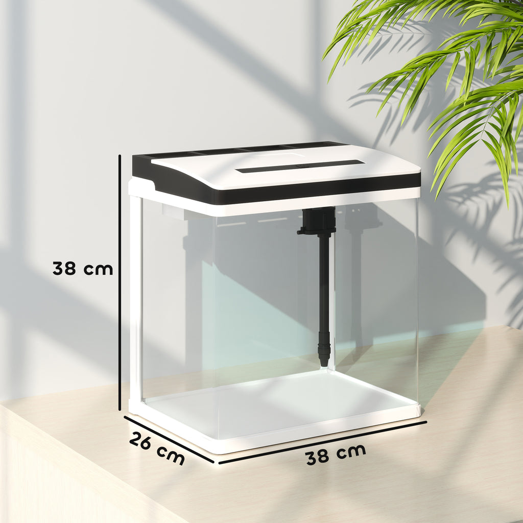28L Glass Aquarium Fish Tank with LED Lighting & Filter System