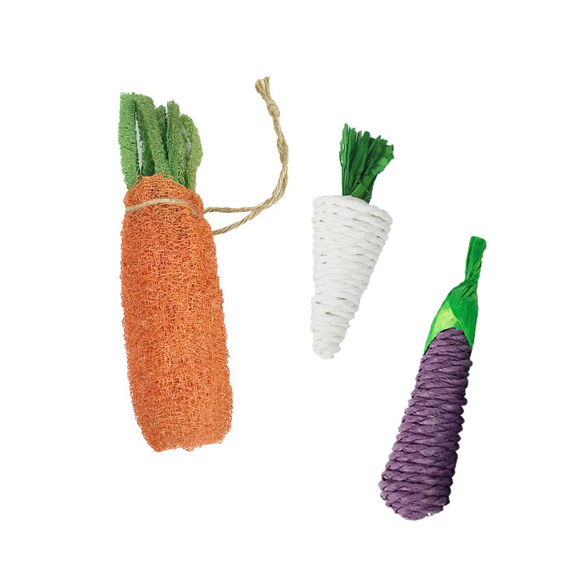 Loofah Carrot Molar Chew Toy for Hamsters & Rabbits