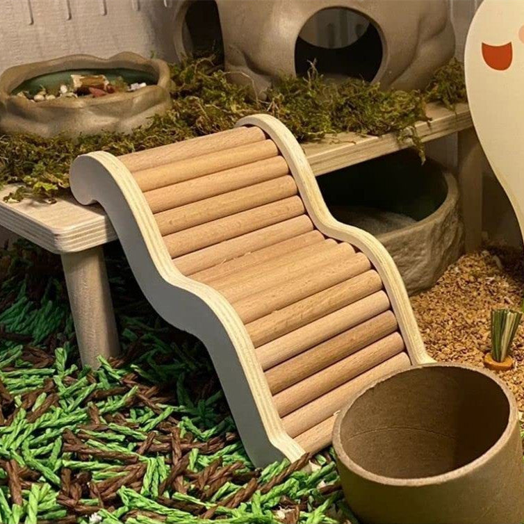 Solid Wood Ladder Accessory for Hamster Cages