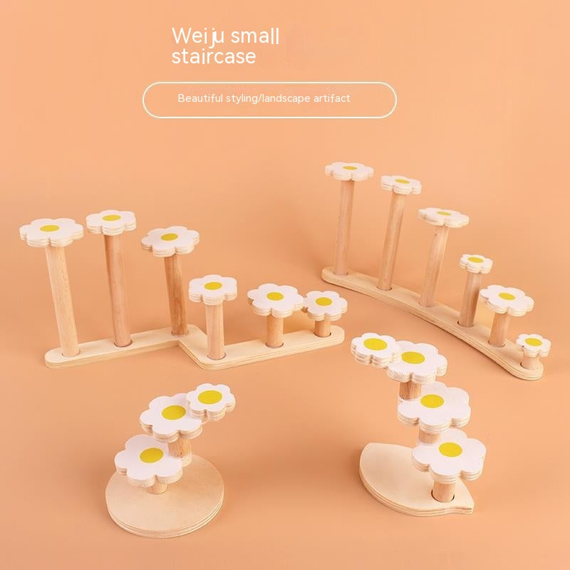 Wooden 2-Story Platform & Stairs for Hamster Cages
