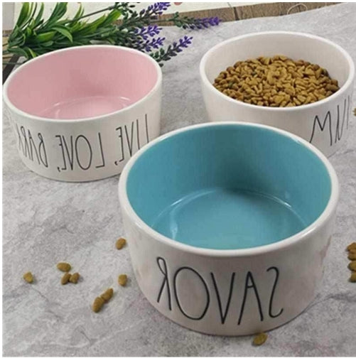 Ceramic Pet Bowl — Tilted Design for Cats & Small Dogs