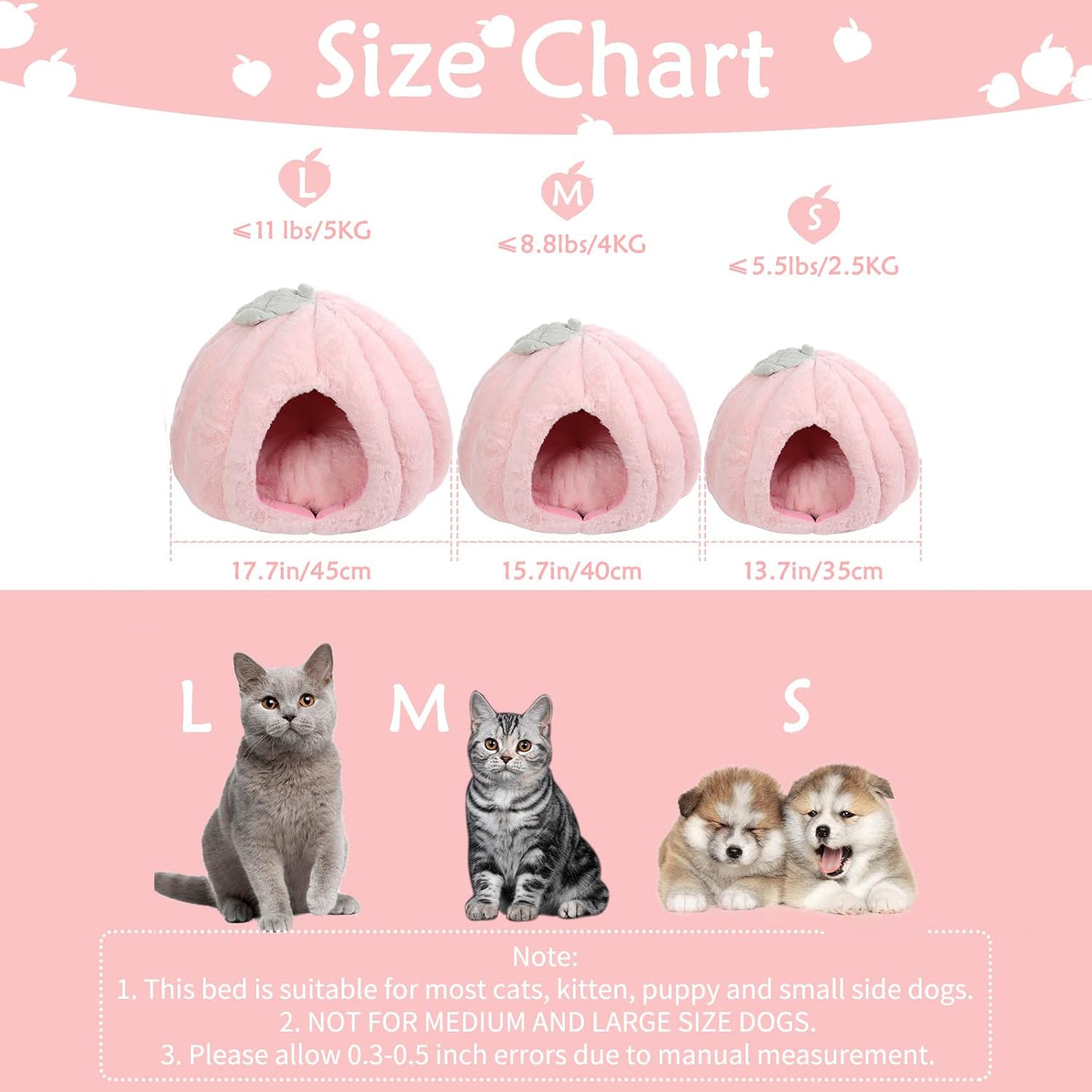 Pink Soft Cat Tent Cave Bed with Removable Cushion