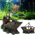 Miniature Net Fishing Boat — Aquarium Decoration