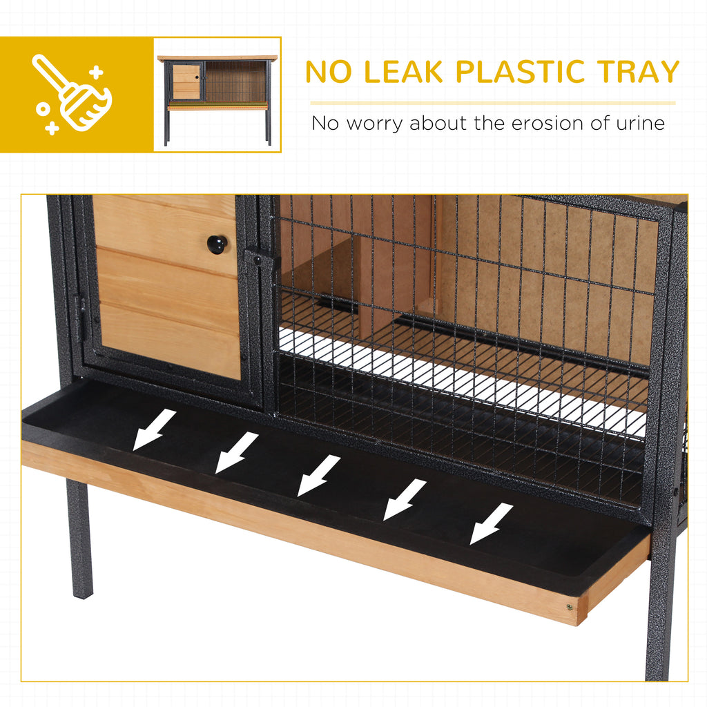 Elevated Wooden Rabbit Hutch — Indoor/Outdoor with Slide-Out Tray