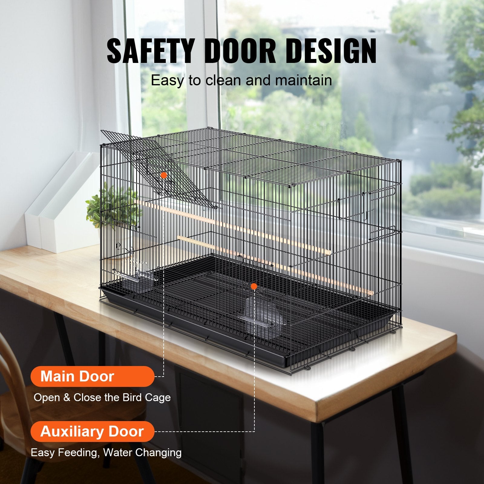 30 Inch Bird Cage, Metal Large Parakeet Cages For Cockatiels Small Parrot Budgies Lovebirds Canaries, Pet Bird Cage With Rolling Stand And Tray