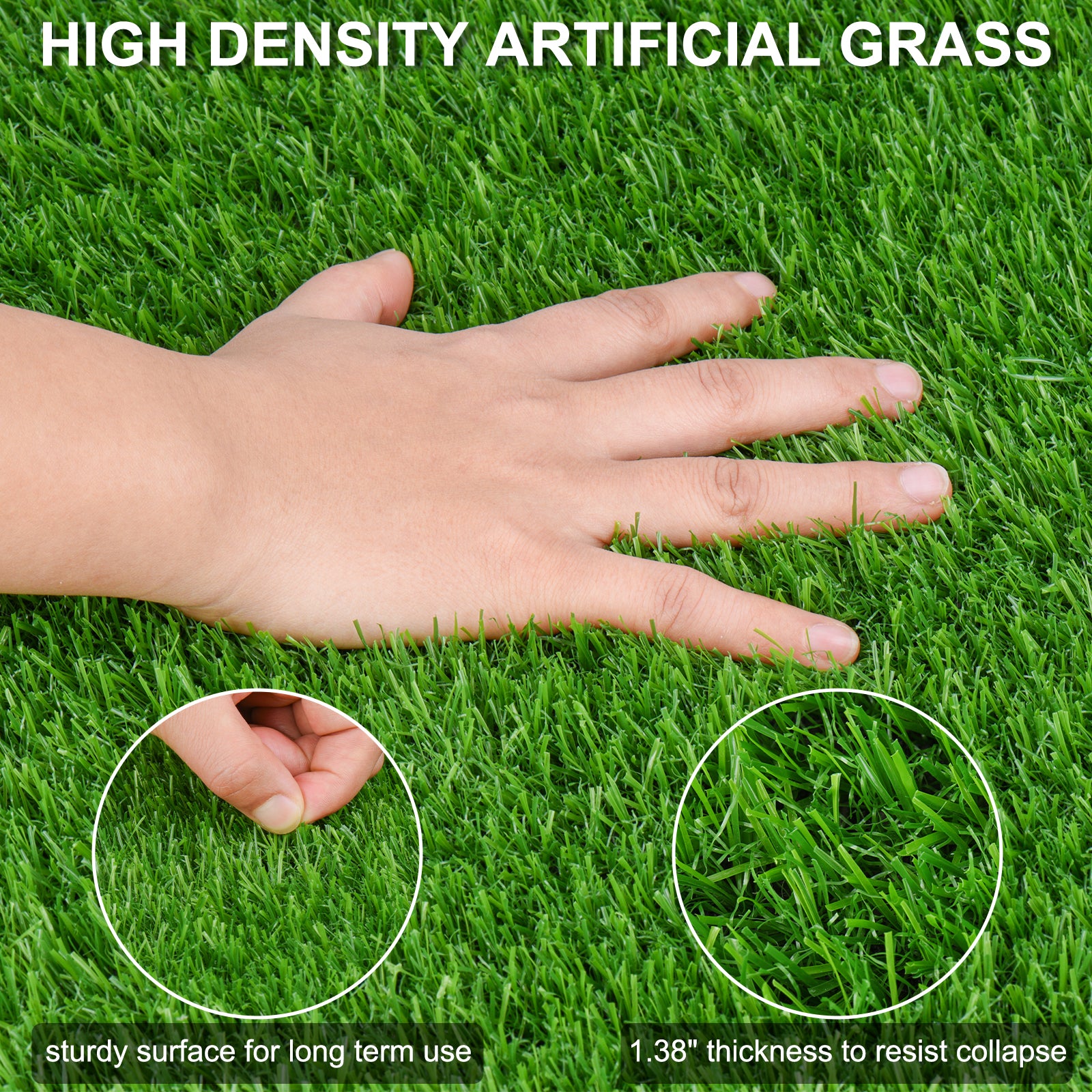 5FTX10FT Outdoor Artificial Grass Runner Rug, Thick Realistic Fake Grass Roll Decor Patio Balcony Garden Lawn, Dog Pets Turf Drain Mat, 0.78 Pile Height