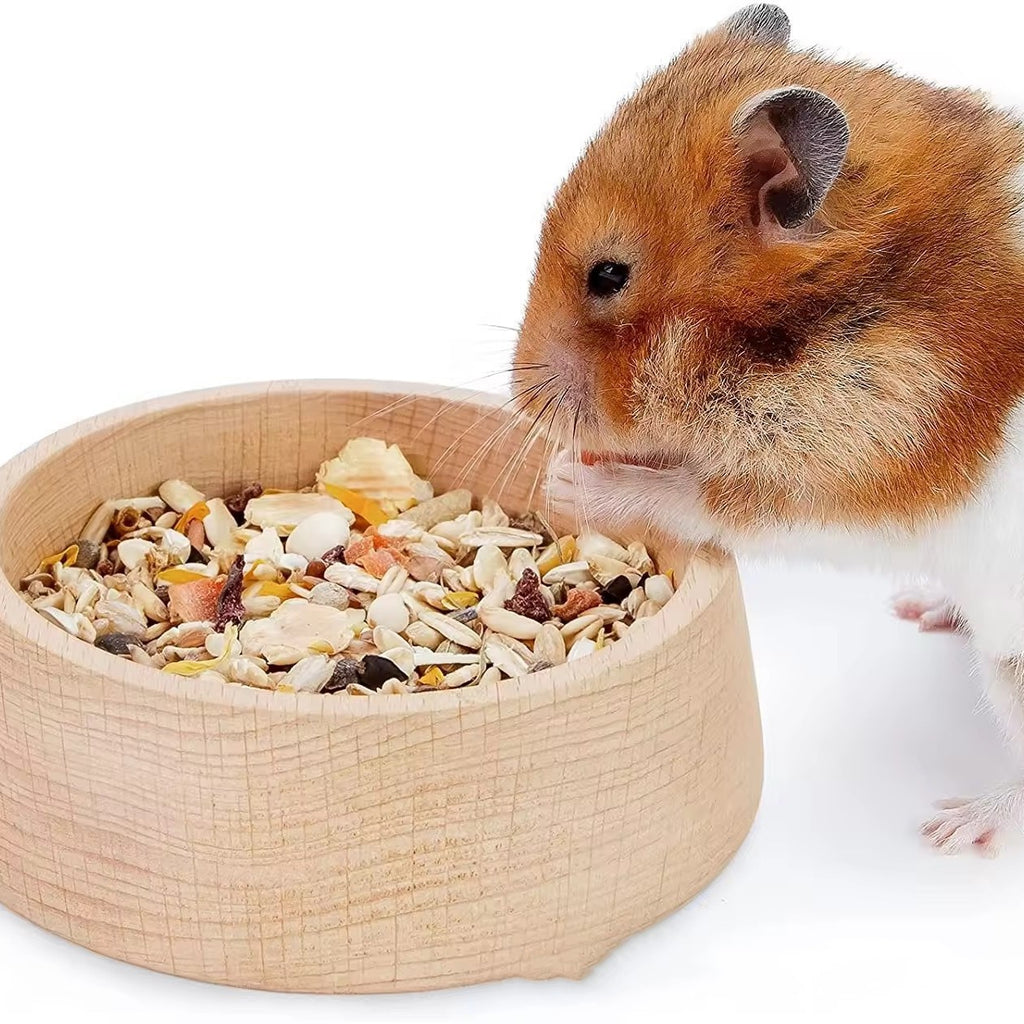 Natural Beech Wood Feeding Bowl for Hamsters