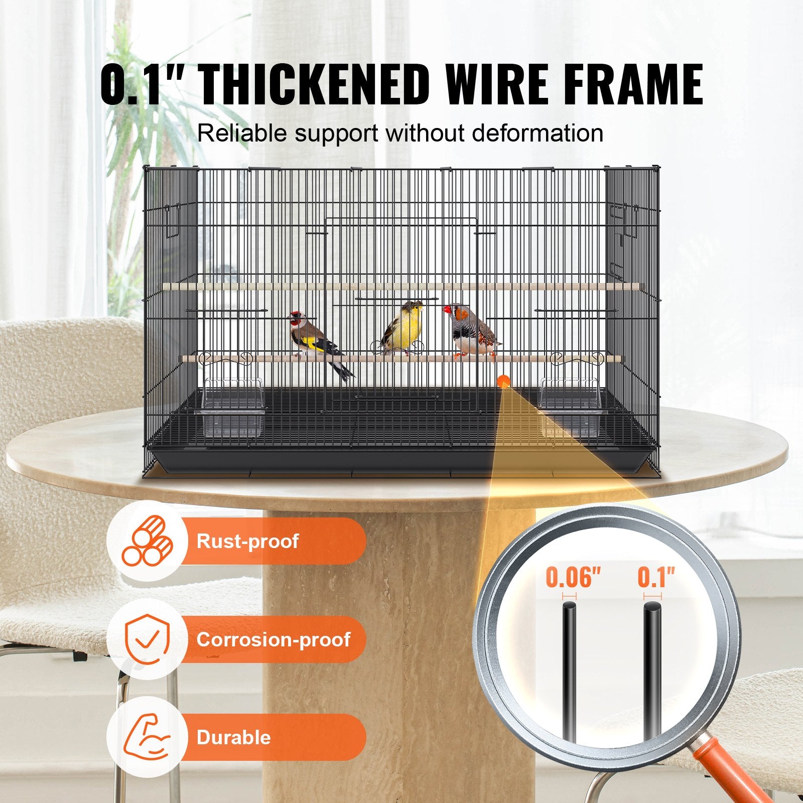 30 Inch Bird Cage, Metal Large Parakeet Cages For Cockatiels Small Parrot Budgies Lovebirds Canaries, Pet Bird Cage With Rolling Stand And Tray