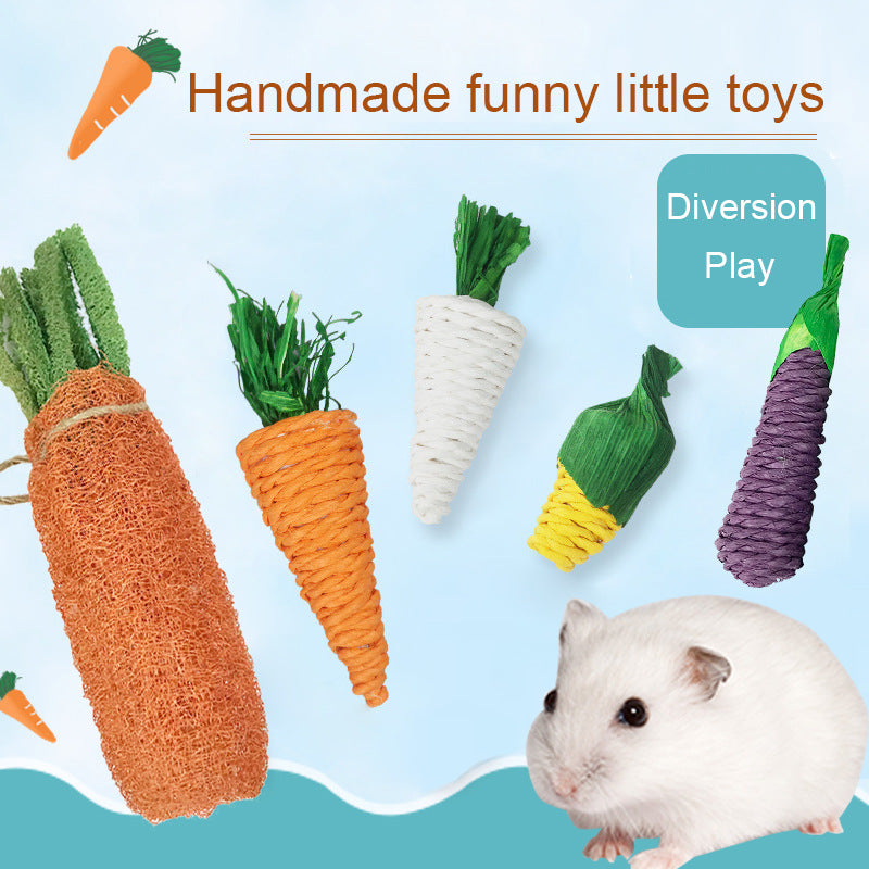 Loofah Carrot Molar Chew Toy for Hamsters & Rabbits
