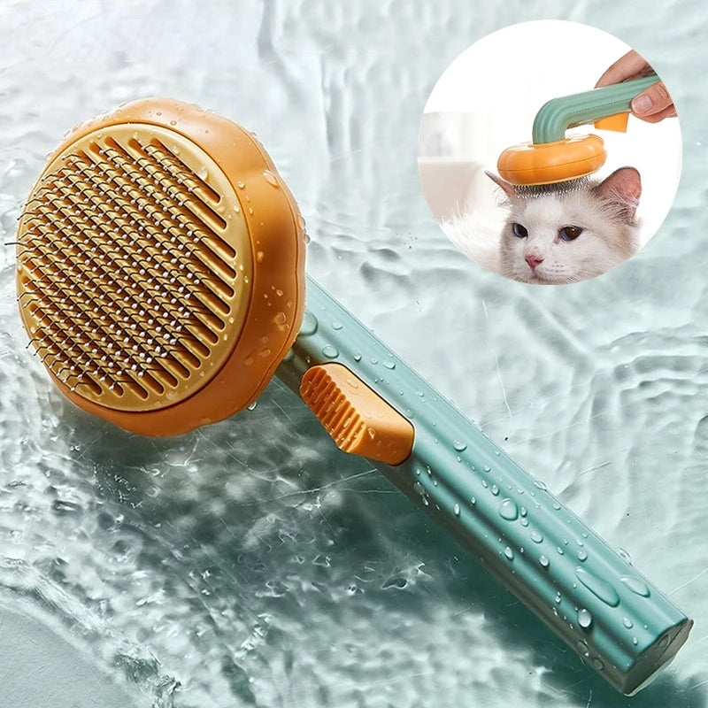 Pumpkin Self-Cleaning Slicker Comb — Pink/White/Green