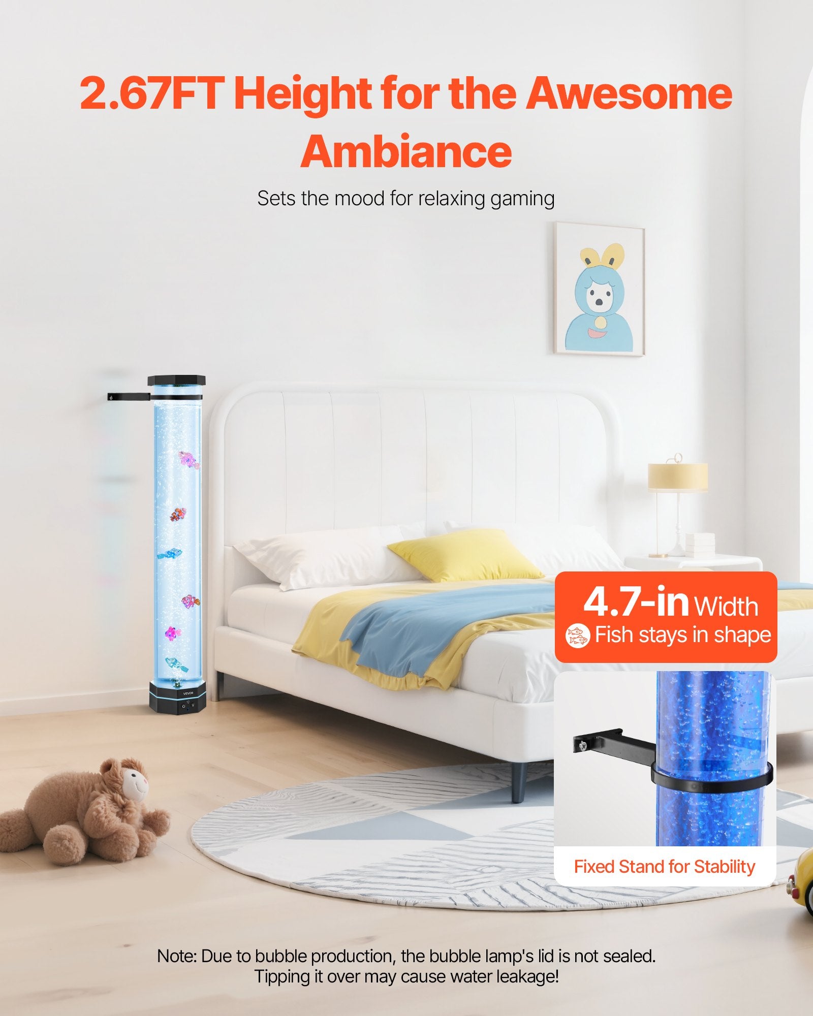 Sensory Bubble Tube Lamp — 16 Color LED with Remote Control