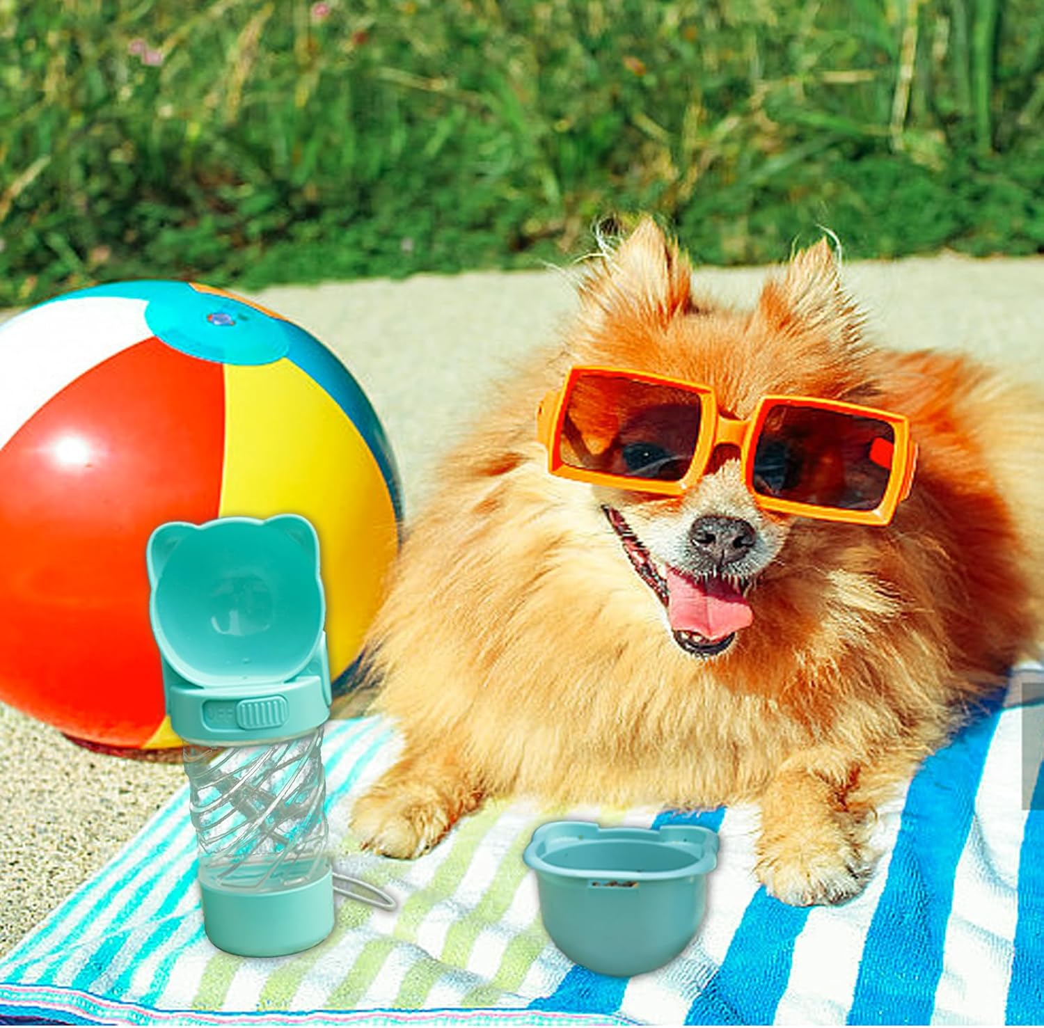 3-in-1 Portable Pet Water Bottle with Food Container & Bag Dispenser