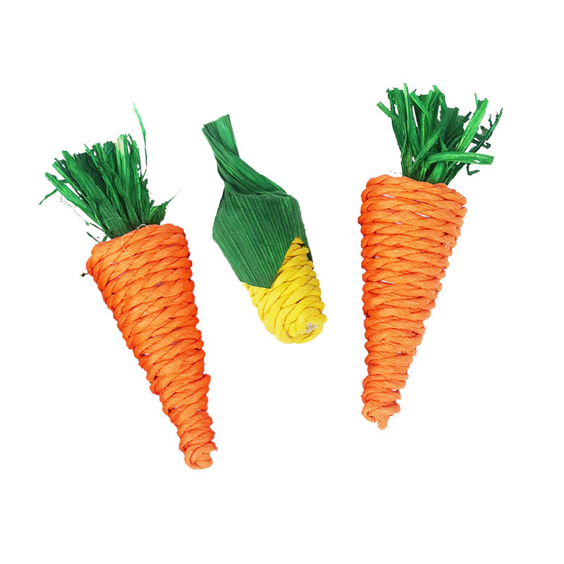 Loofah Carrot Molar Chew Toy for Hamsters & Rabbits