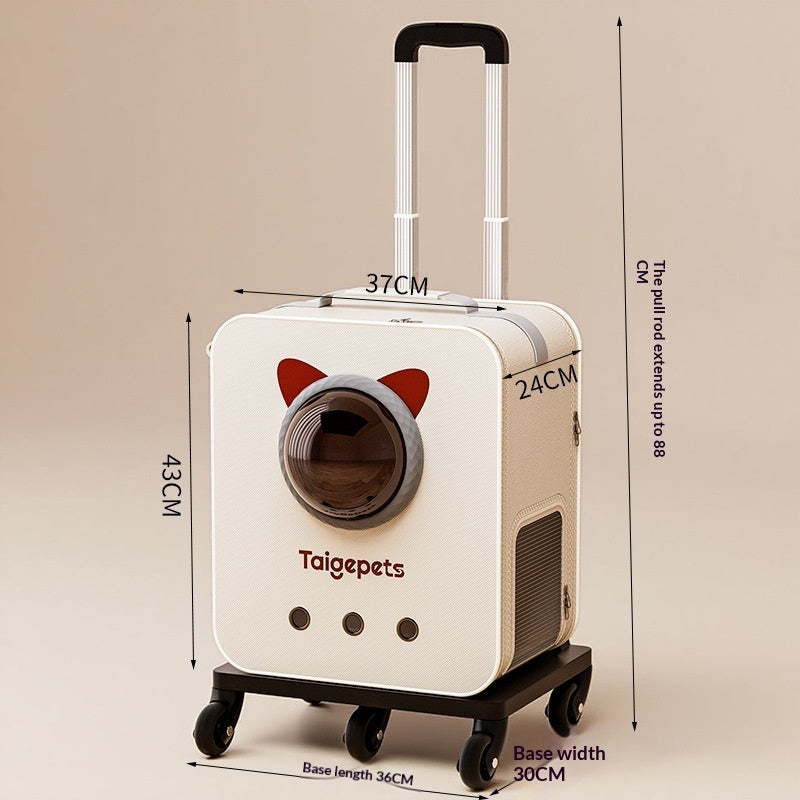 Large-Capacity Cat Carrier Trolley Bag with Shoulder Straps