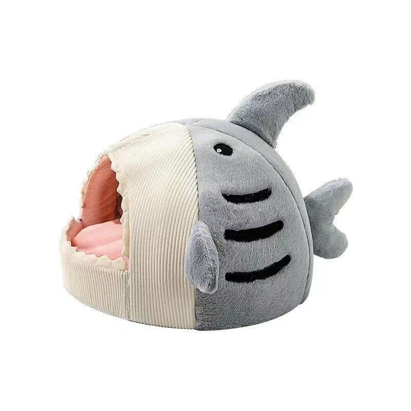 Cozy Shark Hideout House for Cats