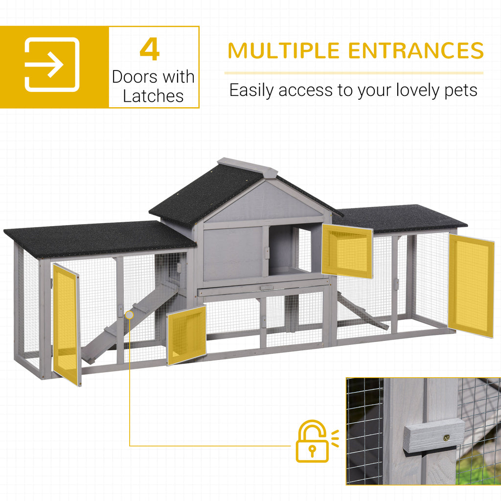 83" Deluxe 2-Story Wooden Rabbit Hutch with Run — XL Outdoor