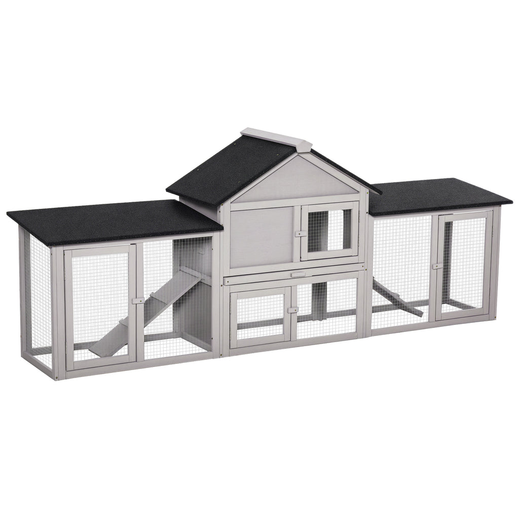 83" Deluxe 2-Story Wooden Rabbit Hutch with Run — XL Outdoor