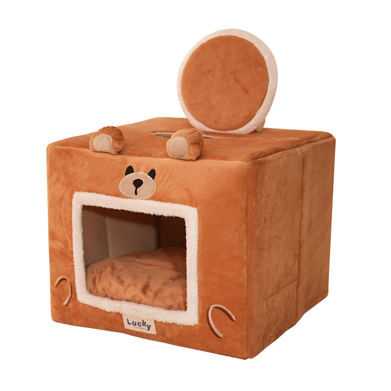 Self-Warming Cat Cave Tent Bed — Indoor Pet Shelter