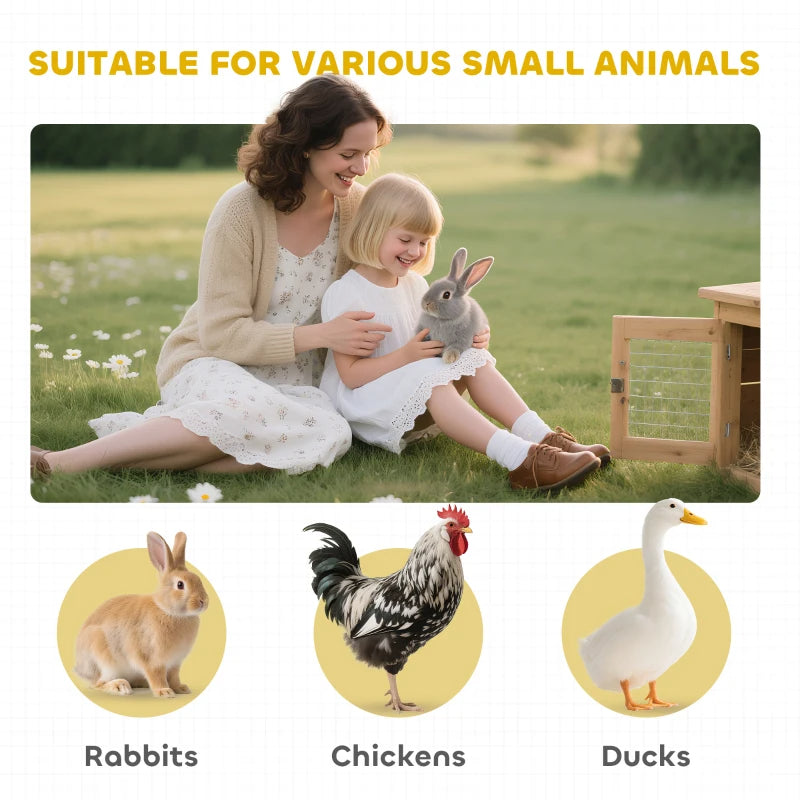 Indoor Rabbit Hutch with Divider & Pull-Out Tray — White