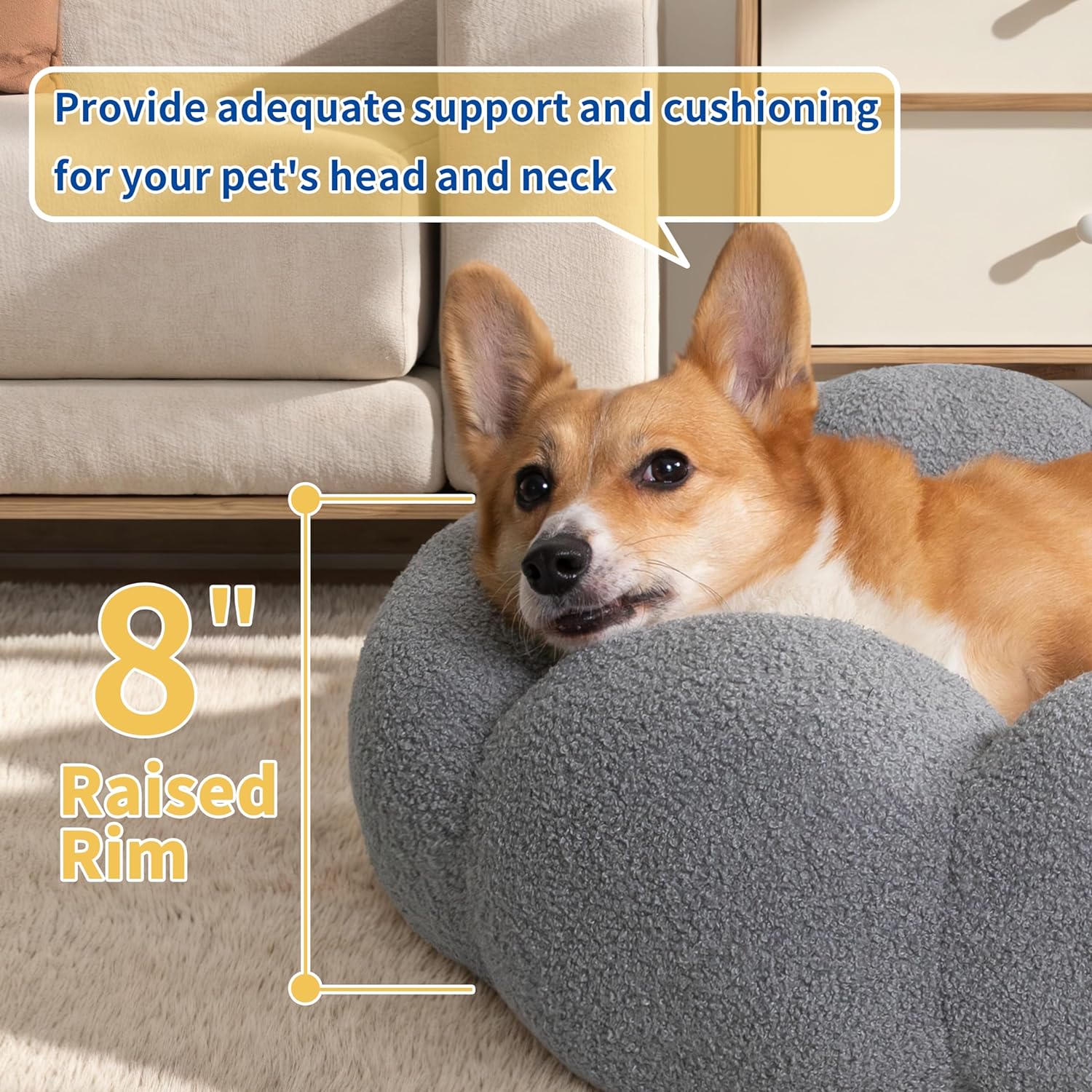 Fluffy Flower Donut Calming Bed for Cats & Dogs