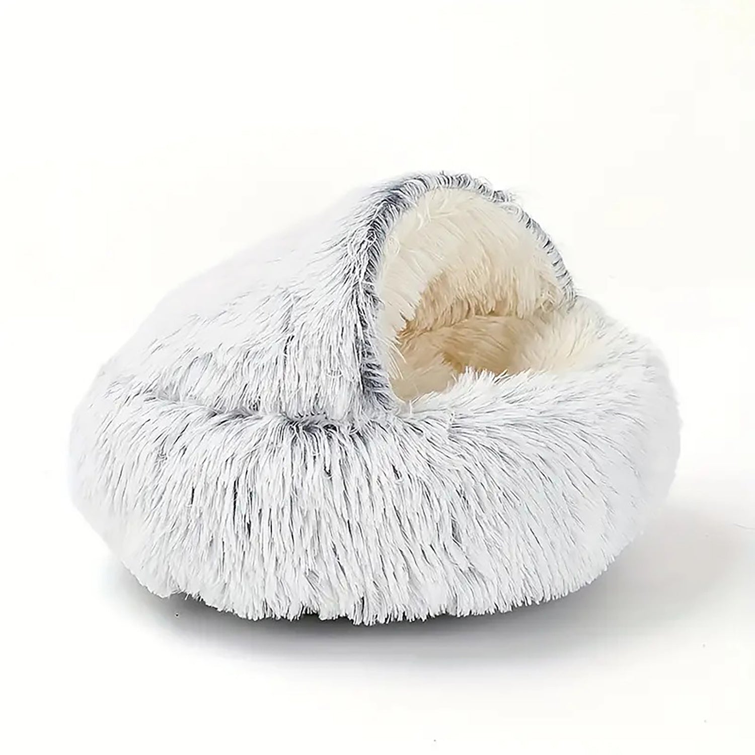 Luxurious Plush Hooded Donut Cat Bed — Semi-Enclosed