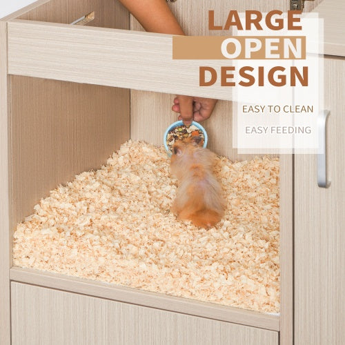 4-Tier Wooden Small Pet Habitat with Lockers & Acrylic Windows