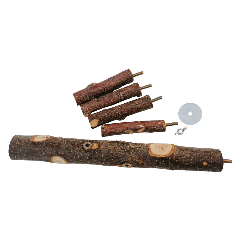 Apple Wood Parrot Stand with Perch — Natural Bird Toy
