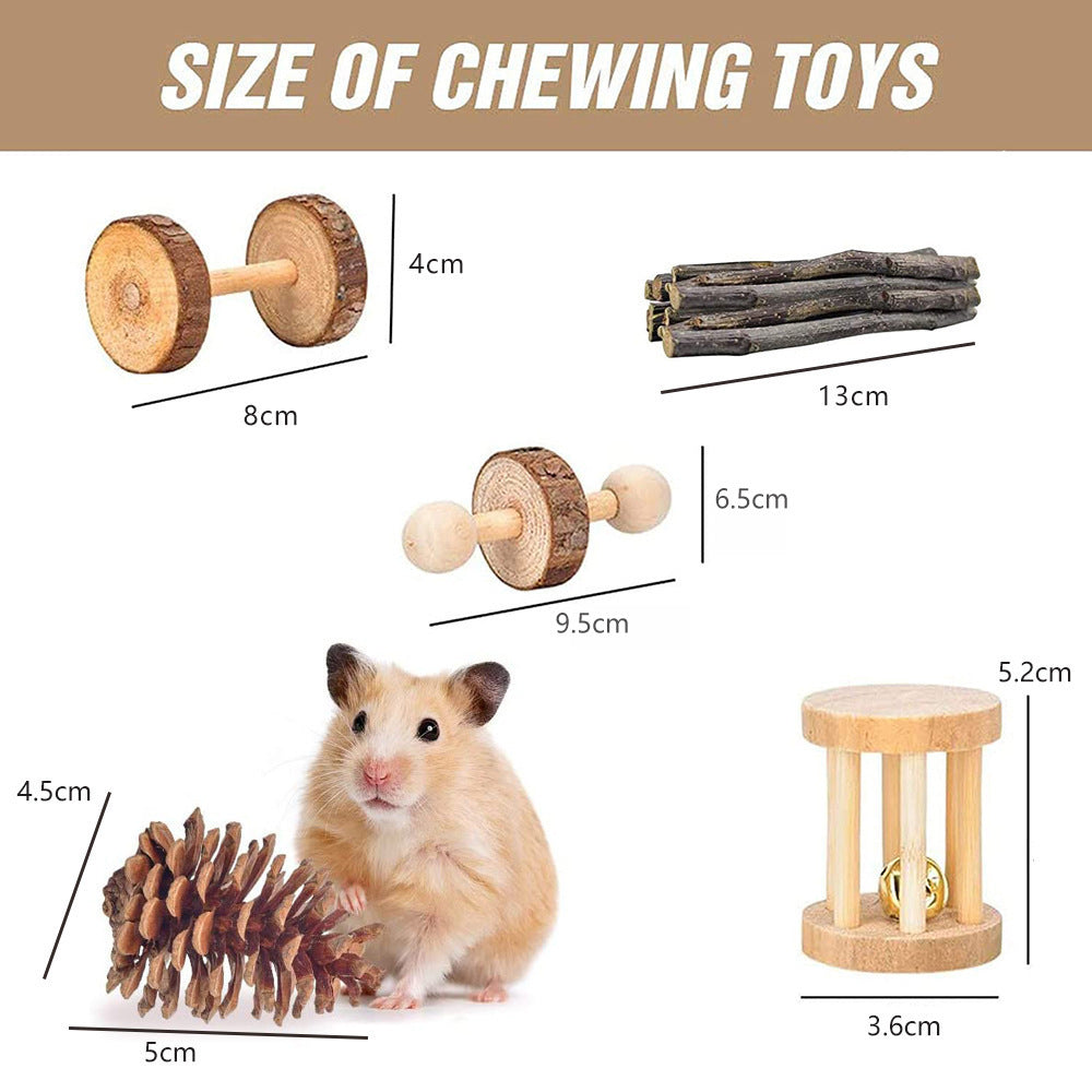 Pet Rabbit Guinea Pig Parrot Playing Molar Wooden Supplies Combination