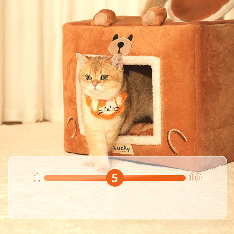 Self-Warming Cat Cave Tent Bed — Indoor Pet Shelter