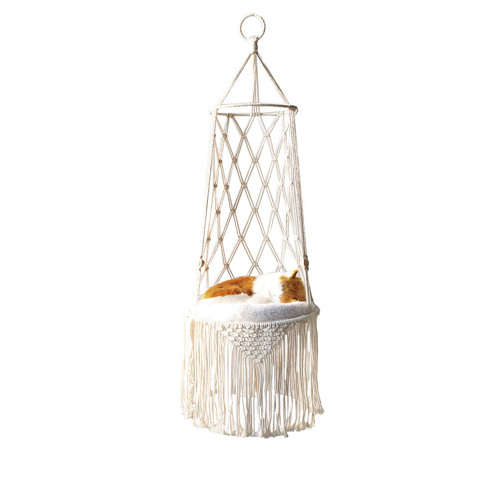 Macrame Hanging Cat Hammock Bed — Wall Swing