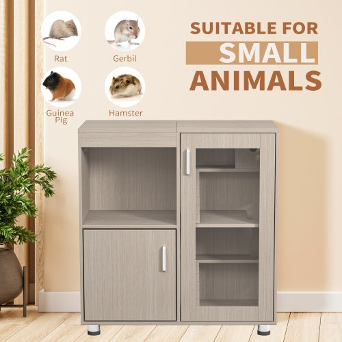 4-Tier Wooden Small Pet Habitat with Lockers & Acrylic Windows