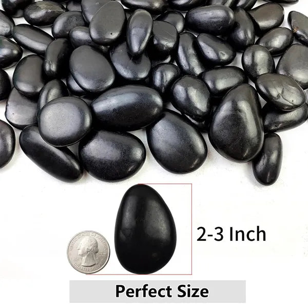 38lbs Black River Rocks, 2-3 Inch Polished Pebbles. Ideal For Plant Decoration, Vase Filling, Aquarium Landscaping, And Various Indoor And Outdoor Decorative Applications.
