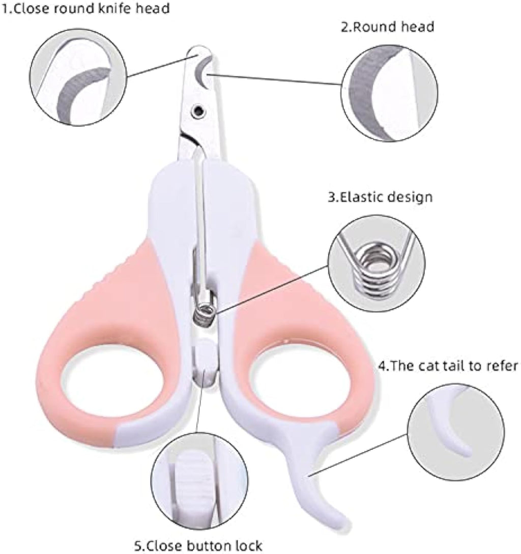 Cat Nail Clippers with Safety Guard & Angled Blade